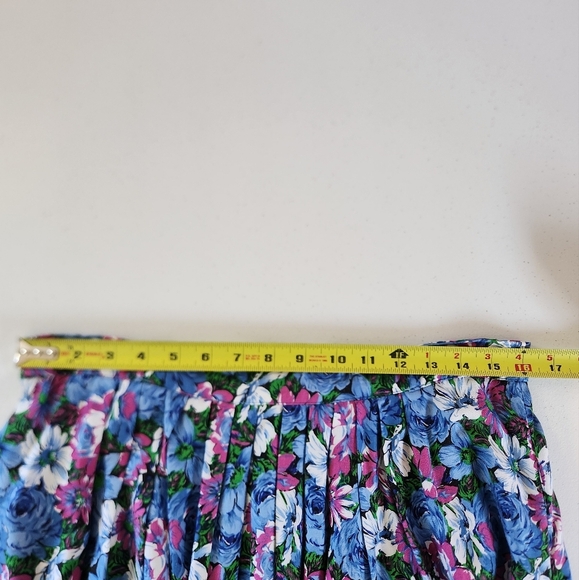 Vintage Midi Skirt 90s Blue Floral Flowy 1990s Feminine Pretty Cottagecore Large - Picture 6 of 7